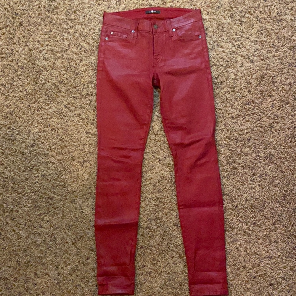 Seven Jeans red pleather pants 27